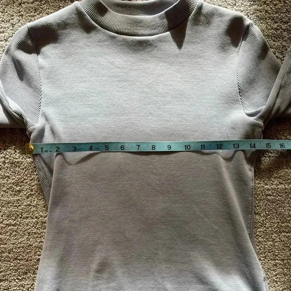 Maeve By Anthropologie Ribbed Mock Neck Tee, Sz. XS, Blue/Lavender, Short Sleeve - Picture 9 of 14